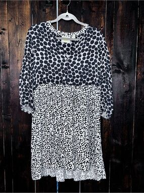Anthropologie Maeve Blue and White Polka Dot Dress